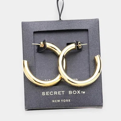 FASHNZFAB SECRET BOX _ 14K GOLD DIPPED OPEN HOOP EARRINGS - GOLD