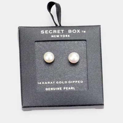 Fashnzfab Secret Box _ 14k Gold Dipped Pearl Stud Earrings In Multi