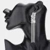 Fashnzfab Secret Box _ Bubble Stone Embellished Fringe Dangle Earrings - Rhodium In Multi