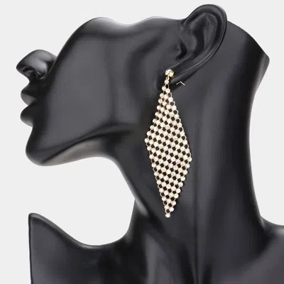 Fashnzfab Secret Box _ Bubble Stone Embellished Mesh Chain Dangle Earrings - Gold