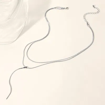 Fashnzfab Secret Box _ Dropped Metal Chain Double Layered Y Necklace In Gold