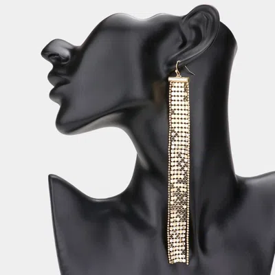 Fashnzfab Secret Box _ Long Dropped Bubble Stone Embellished Mesh Chain Dangle Earrings In Gold