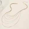 Fashnzfab Secret Box _ Metal Chain Multi Layered Bib Necklace In Gold