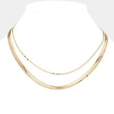 Fashnzfab Secret Box _ Metal Chain Triple Layered Necklace In Gold