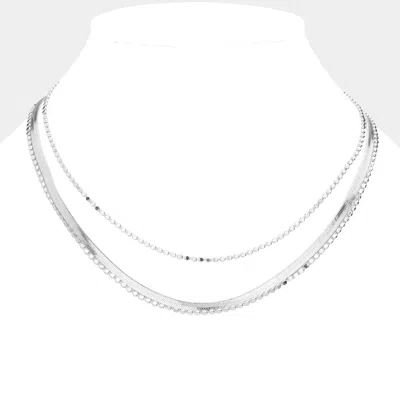 Fashnzfab Secret Box _ Metal Chain Triple Layered Necklace In Metallic