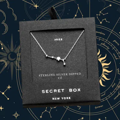Fashnzfab Secret Box _ Sterling Silver Dipped Cz Aries Zodiac Sign Pendant Necklace
