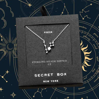Fashnzfab Secret Box _ Sterling Silver Dipped Cz Pisces Zodiac Sign Pendant Necklace