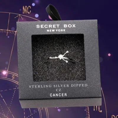 Fashnzfab Secret Box _ Sterling Silver Dipped Cz Zodiac Sign Cancer Ring - Silver In Blue