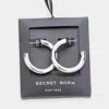 Fashnzfab Secret Box _ White Gold Dipped Open Hoop Earrings In Metallic