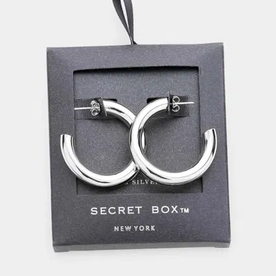 FASHNZFAB SECRET BOX _ STERLING SILVER DIPPED HOOP EARRINGS - SILVER