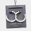 Fashnzfab Secret Box _ White Gold Dipped Open Hoop Earrings In White