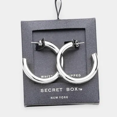 Fashnzfab Secret Box _ White Gold Dipped Open Hoop Earrings