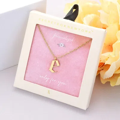 Fashnzfab Secret Box -e- Initial Monogram Metal Pendant Necklace In Gold