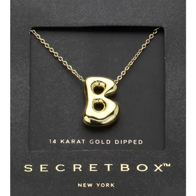 Fashnzfab Secret Box_ -b- 14k Gold Dipped Bubble Initial Monogram Pendant Necklace