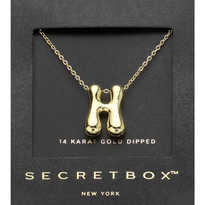 Fashnzfab Secret Box_ -h- 14k Gold Dipped Bubble Initial Monogram Pendant Necklace