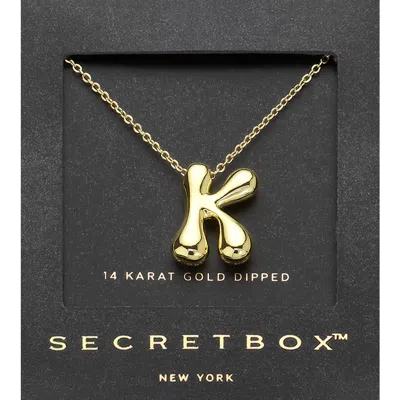 Fashnzfab Secret Box_ -k- 14k Gold Dipped Bubble Initial Monogram Pendant Necklace
