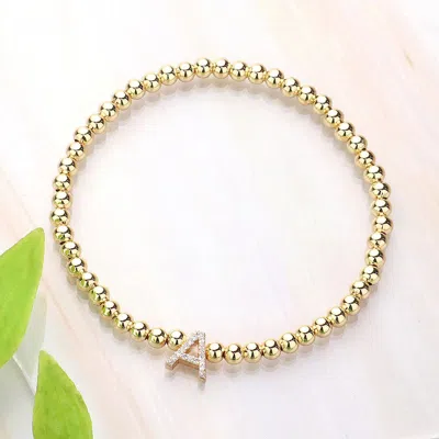 Fashnzfab Secret Box_ A Monogram Initial Stretch Bracelet In Gold
