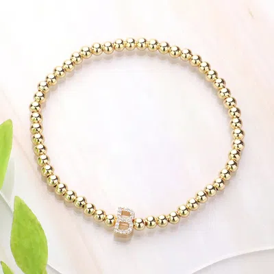 Fashnzfab Secret Box_ B Monogram Initial Stretch Bracelet In Gold