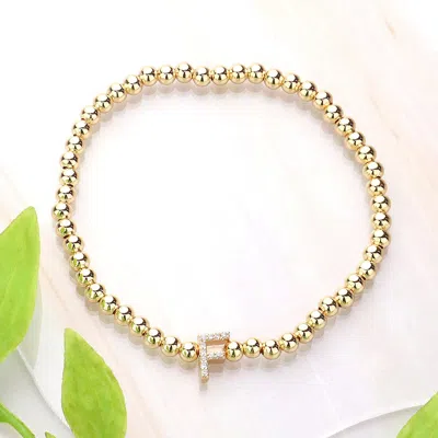 Fashnzfab Secret Box_ F Monogram Initial Stretch Bracelet Gold