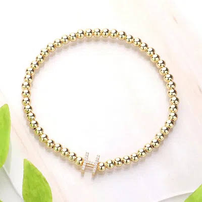 Fashnzfab Secret Box_ H Monogram Initial Stretch Bracelet Gold