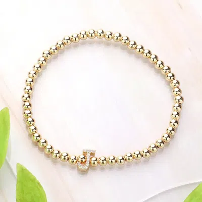 Fashnzfab Secret Box_ J Monogram Initial Stretch Bracelet In Gold