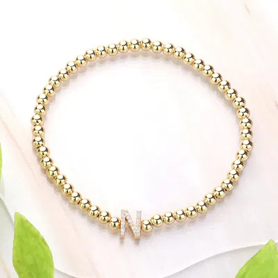 Fashnzfab Secret Box_ N Monogram Initial Stretch Bracelet Gold