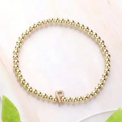 Fashnzfab Secret Box_ P Monogram Initial Stretch Bracelet Gold