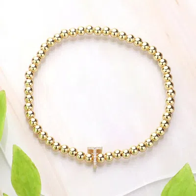 Fashnzfab Secret Box_ T Monogram Initial Stretch Bracelet Gold