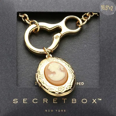 Fashnzfab Secret Box_14k Gold Dipped Cameo Locket Pendant Necklace