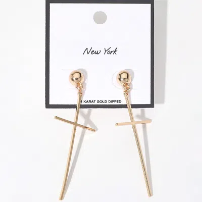 Fashnzfab Secret Box_14k Gold Dipped Cross Dangle Earrings
