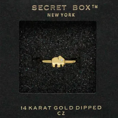 Fashnzfab Secret Box_14k Gold Dipped Cz Elephant Ring - Gold