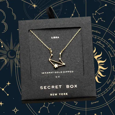 Fashnzfab Secret Box_14k Gold Dipped Cz Libra Zodiac Sign Pendant Necklace