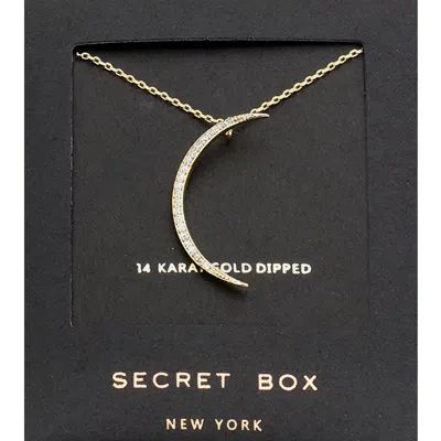 Fashnzfab Secret Box_14k Gold Dipped Cz Moon Pendant Necklace