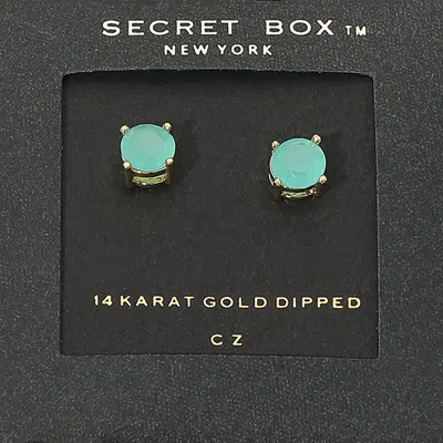 Fashnzfab Secret Box_14k Gold Dipped Cz Round Stud Earrings In Orange