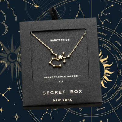 Fashnzfab Secret Box_14k Gold Dipped Cz Sagittarius Zodiac Sign Pendant Necklace
