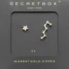 Fashnzfab Secret Box_14k Gold Dipped Cz Stone Paved Unbalance Star Earrings In Gold