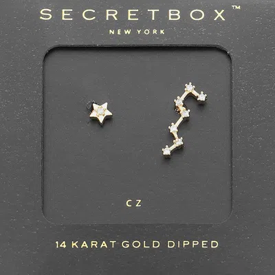 Fashnzfab Secret Box_14k Gold Dipped Cz Stone Paved Unbalance Star Earrings