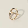 Fashnzfab Secret Box_14k Gold Dipped Hammered Open Oval Ring - Gold In Gold