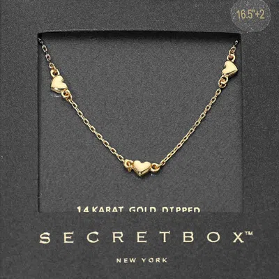 Fashnzfab Secret Box_14k Gold Dipped Heart Charm Station Necklace