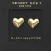 Fashnzfab Secret Box_14k Gold Dipped Heart Stud Earrings - Gold In Gold