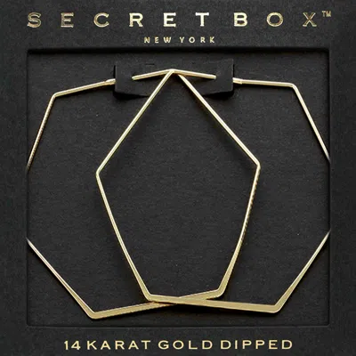 Fashnzfab Secret Box_14k Gold Dipped Hexagon Hoop Earrings