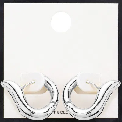 Fashnzfab Secret Box_14k Gold Dipped Hypoallergenic Abstract Huggie Hoop Earrings In Silver