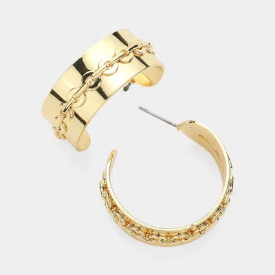 Fashnzfab Secret Box_14k Gold Dipped Hypoallergenic Chain Pointed Hoop Earrings