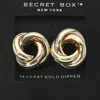 Fashnzfab Secret Box_14k Gold Dipped Knot Stud Earrings In Gold