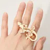 Fashnzfab Secret Box_14k Gold Dipped Lizard Two Finger Ring - Gold In Gold