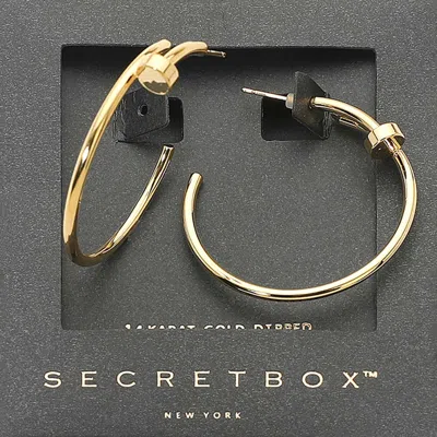 Fashnzfab Secret Box_14k Gold Dipped Nail Head Hoop Earrings