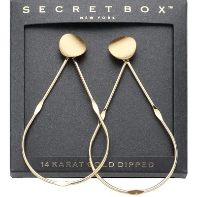 Fashnzfab Secret Box_14k Gold Dipped Open Teardrop Dangle Earrings - Gold