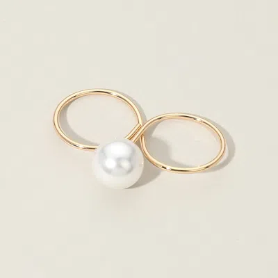 Fashnzfab Secret Box_14k Gold Dipped Pearl Accented Two Finger Ring