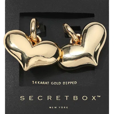 Fashnzfab Secret Box_14k Gold Dipped Puffy Heart Dangle Huggie Earrings