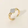 Fashnzfab Secret Box_14k Gold Dipped Rhinestone Paved Quatrefoil Accent Adjustable Ring - Gold In Gold